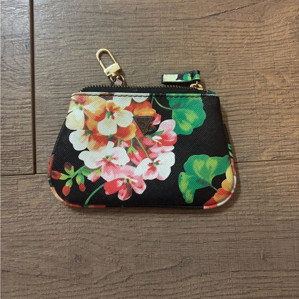 Floral Guess Black Coin Purse